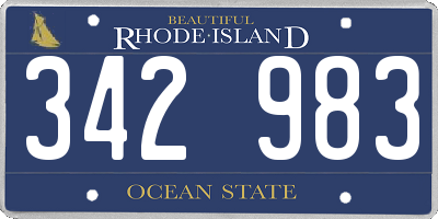 RI license plate 342983