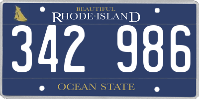 RI license plate 342986