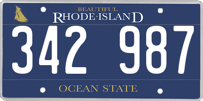 RI license plate 342987