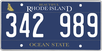 RI license plate 342989