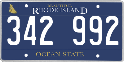 RI license plate 342992