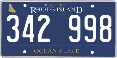 RI license plate 342998