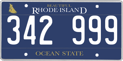 RI license plate 342999
