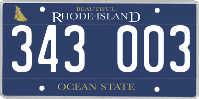 RI license plate 343003