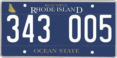 RI license plate 343005