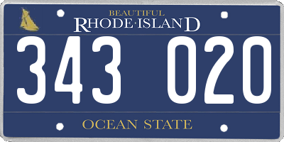 RI license plate 343020