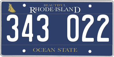 RI license plate 343022