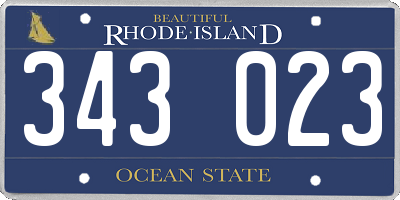 RI license plate 343023