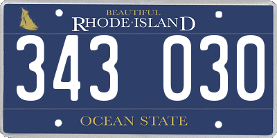 RI license plate 343030