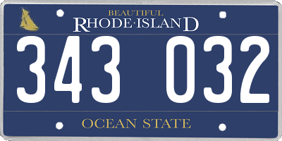 RI license plate 343032