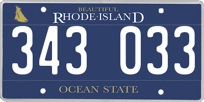 RI license plate 343033