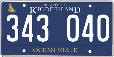 RI license plate 343040