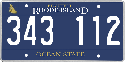 RI license plate 343112
