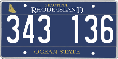 RI license plate 343136