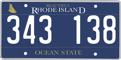 RI license plate 343138