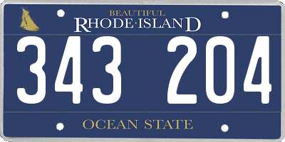 RI license plate 343204