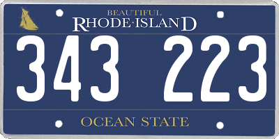 RI license plate 343223