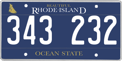 RI license plate 343232