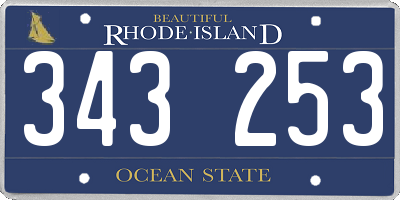 RI license plate 343253