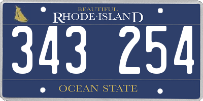RI license plate 343254