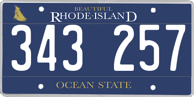 RI license plate 343257