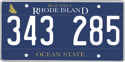 RI license plate 343285