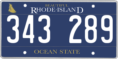 RI license plate 343289