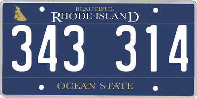 RI license plate 343314