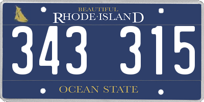 RI license plate 343315