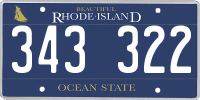RI license plate 343322