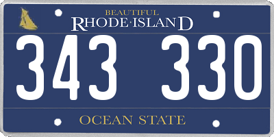RI license plate 343330
