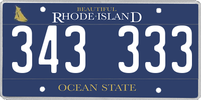 RI license plate 343333