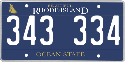 RI license plate 343334