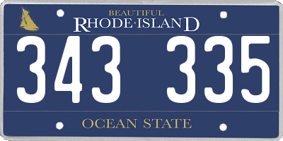 RI license plate 343335