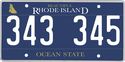 RI license plate 343345
