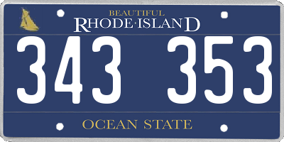 RI license plate 343353