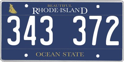 RI license plate 343372
