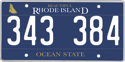 RI license plate 343384