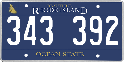 RI license plate 343392