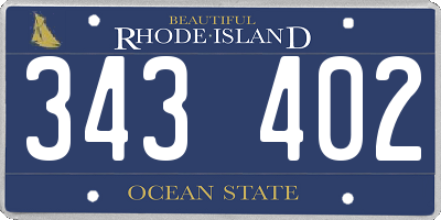 RI license plate 343402