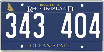 RI license plate 343404
