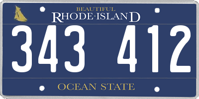 RI license plate 343412