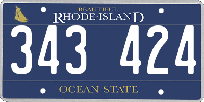 RI license plate 343424