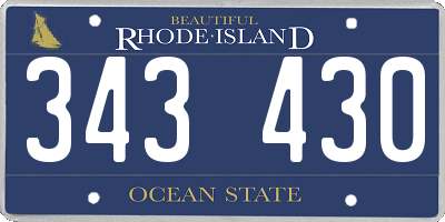 RI license plate 343430