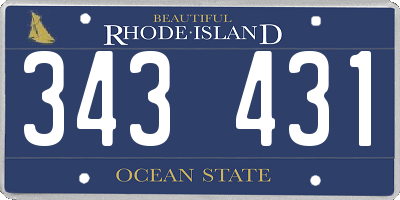 RI license plate 343431