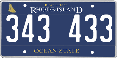 RI license plate 343433