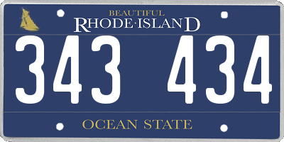 RI license plate 343434