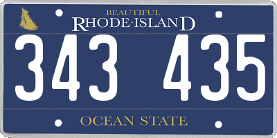 RI license plate 343435