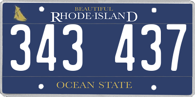 RI license plate 343437