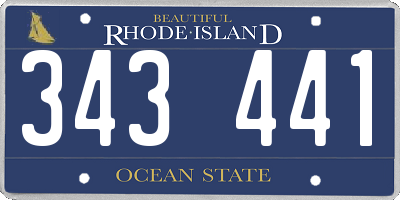 RI license plate 343441